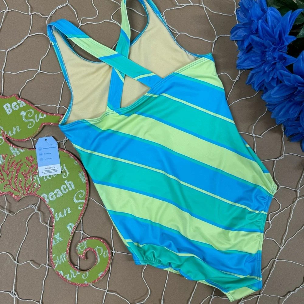 🌴GIRLS STRIPED UPF50 SWIMSUIT